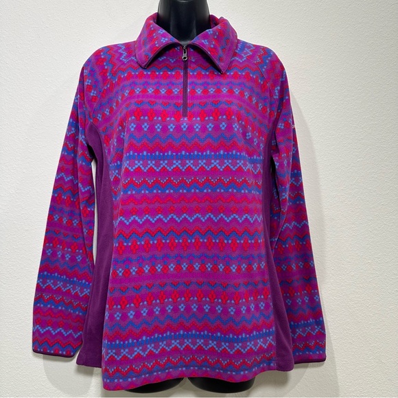 Columbia Women’s 1/4 Zip Base Layer Aztec Print Fleece Pullover Lightweight - Picture 1 of 7